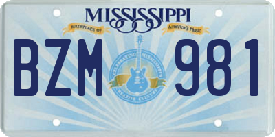 MS license plate BZM981