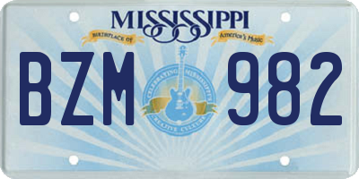 MS license plate BZM982