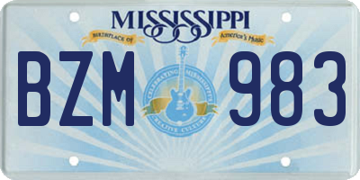 MS license plate BZM983