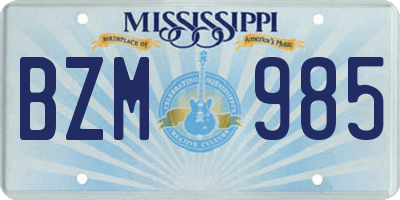 MS license plate BZM985