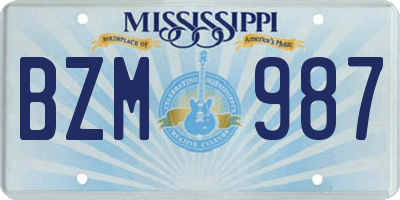 MS license plate BZM987