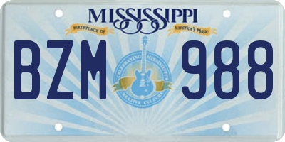 MS license plate BZM988