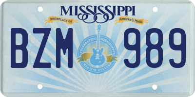 MS license plate BZM989