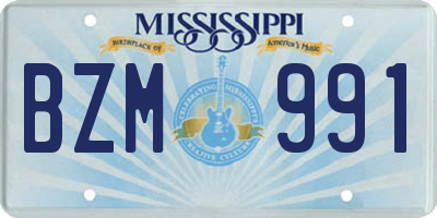 MS license plate BZM991