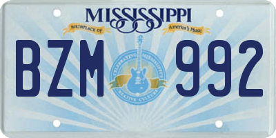MS license plate BZM992