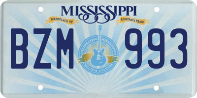 MS license plate BZM993