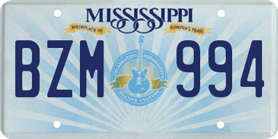 MS license plate BZM994