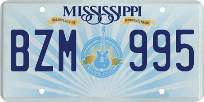 MS license plate BZM995
