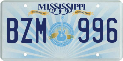 MS license plate BZM996