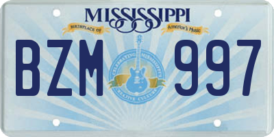 MS license plate BZM997