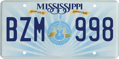 MS license plate BZM998