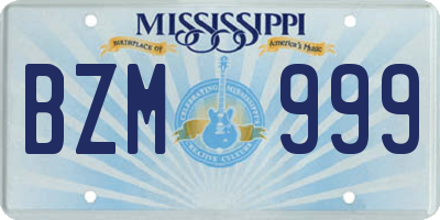 MS license plate BZM999