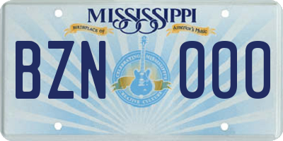 MS license plate BZN000