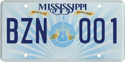 MS license plate BZN001