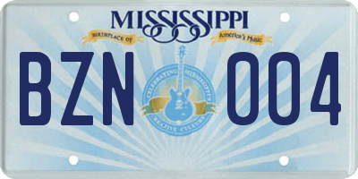 MS license plate BZN004