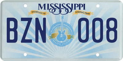MS license plate BZN008