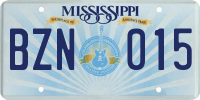MS license plate BZN015