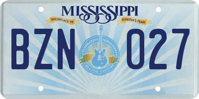 MS license plate BZN027