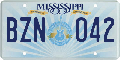 MS license plate BZN042