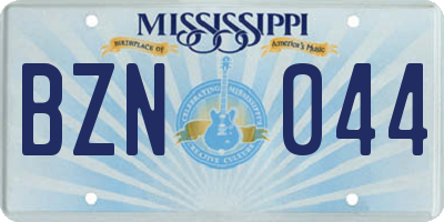 MS license plate BZN044