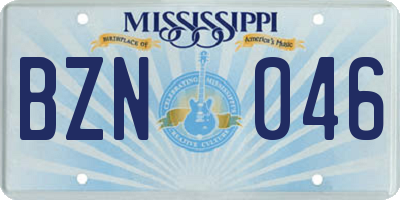 MS license plate BZN046