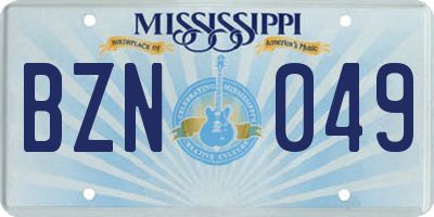 MS license plate BZN049