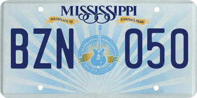 MS license plate BZN050