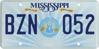 MS license plate BZN052