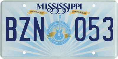 MS license plate BZN053