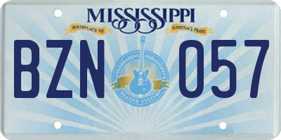 MS license plate BZN057