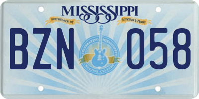 MS license plate BZN058