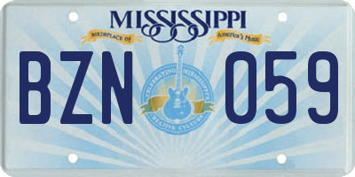MS license plate BZN059