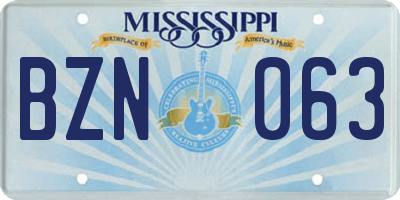 MS license plate BZN063