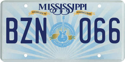 MS license plate BZN066