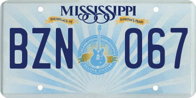MS license plate BZN067