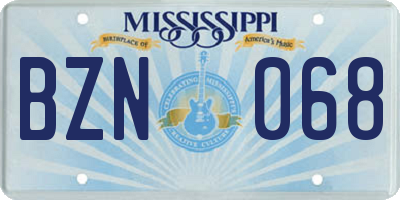MS license plate BZN068