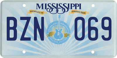 MS license plate BZN069