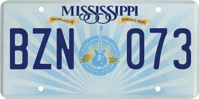 MS license plate BZN073