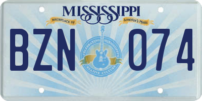 MS license plate BZN074