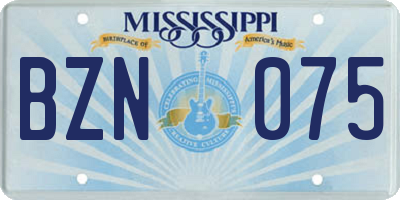 MS license plate BZN075