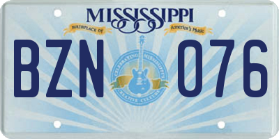 MS license plate BZN076