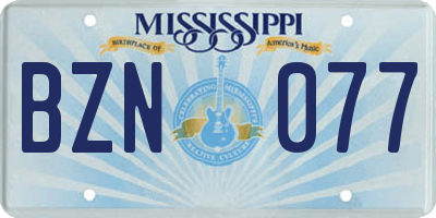 MS license plate BZN077