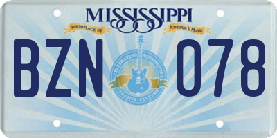 MS license plate BZN078