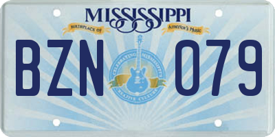 MS license plate BZN079