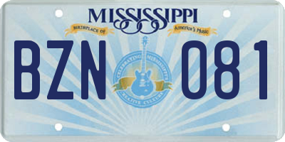 MS license plate BZN081