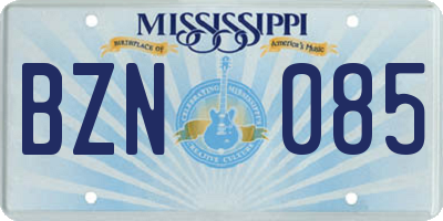 MS license plate BZN085