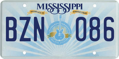 MS license plate BZN086