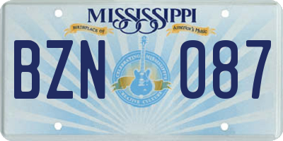MS license plate BZN087