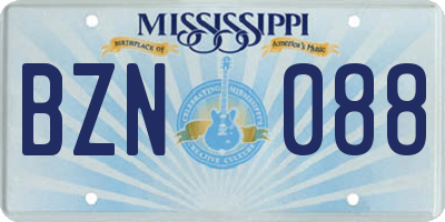 MS license plate BZN088