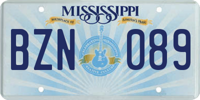 MS license plate BZN089